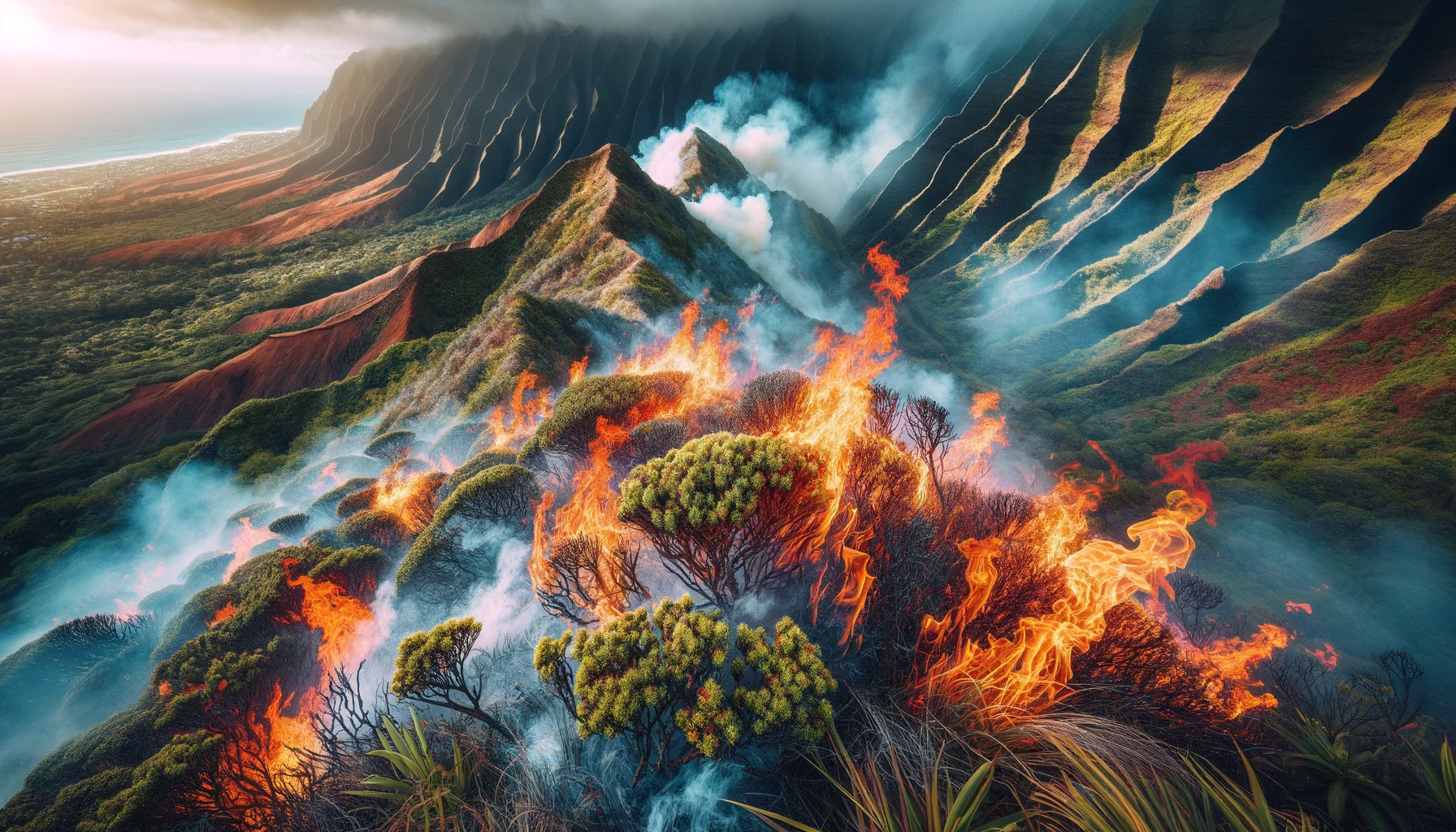 Brushfire in Hawaii - AI Generated Image